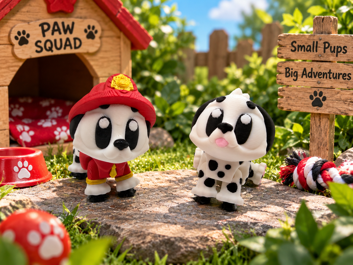 3D Printed Fire Fighting Dalmatian Articulated Keyring
