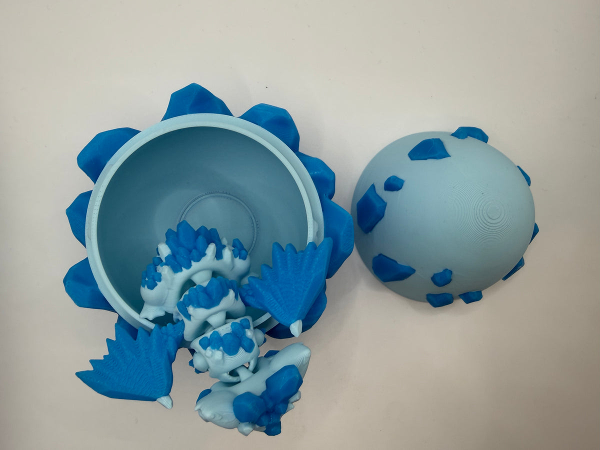 3D Printed Crystal Dragon & Egg Set Articulated