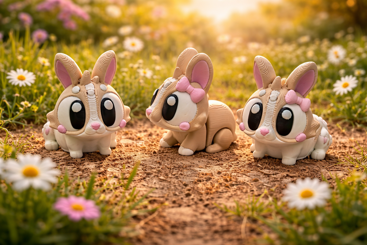 3D Printed Bunny Rabbit Articulated Keyring