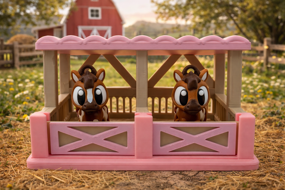 3D Printed Horse Stable Animal Playset Articulated