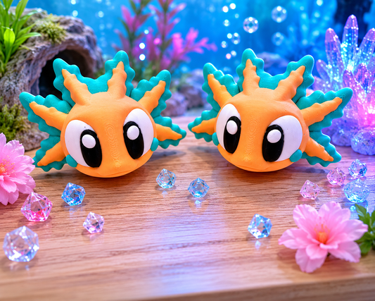 3D Printed Axolotl Palm Pet Desk Buddy Articulated Medium Size