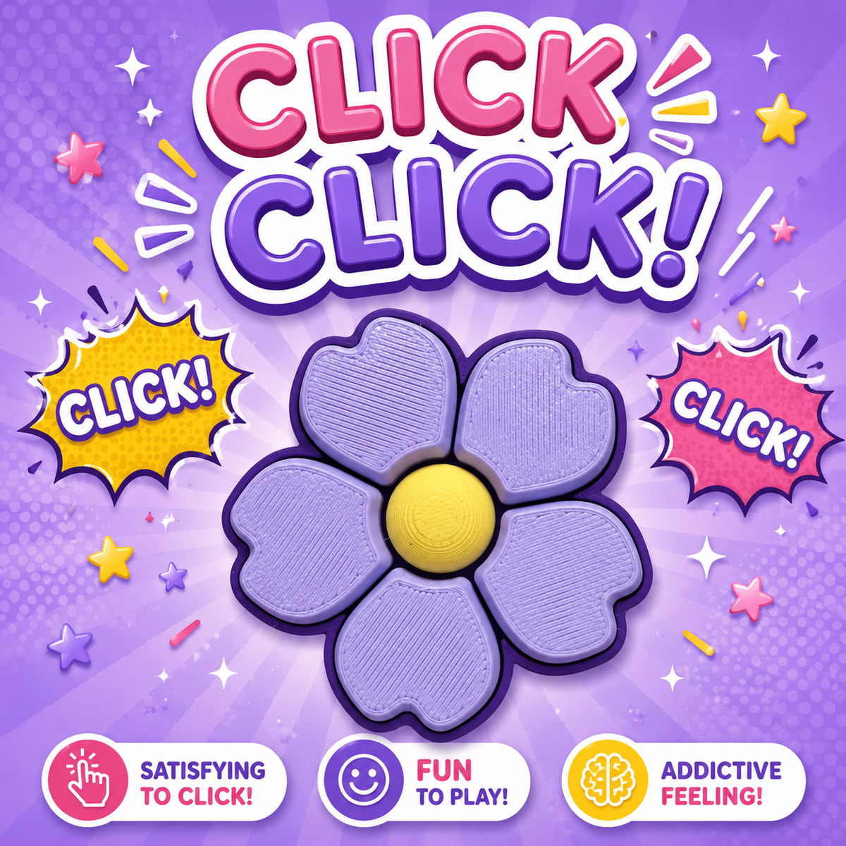 3D Printed Purple Flower Clicker