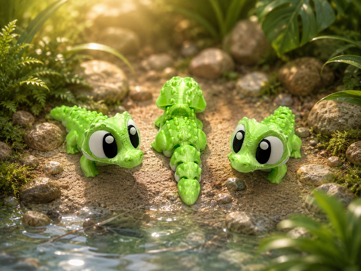 3D Printed Crocodile Articulated Flexi Fidget Keyring