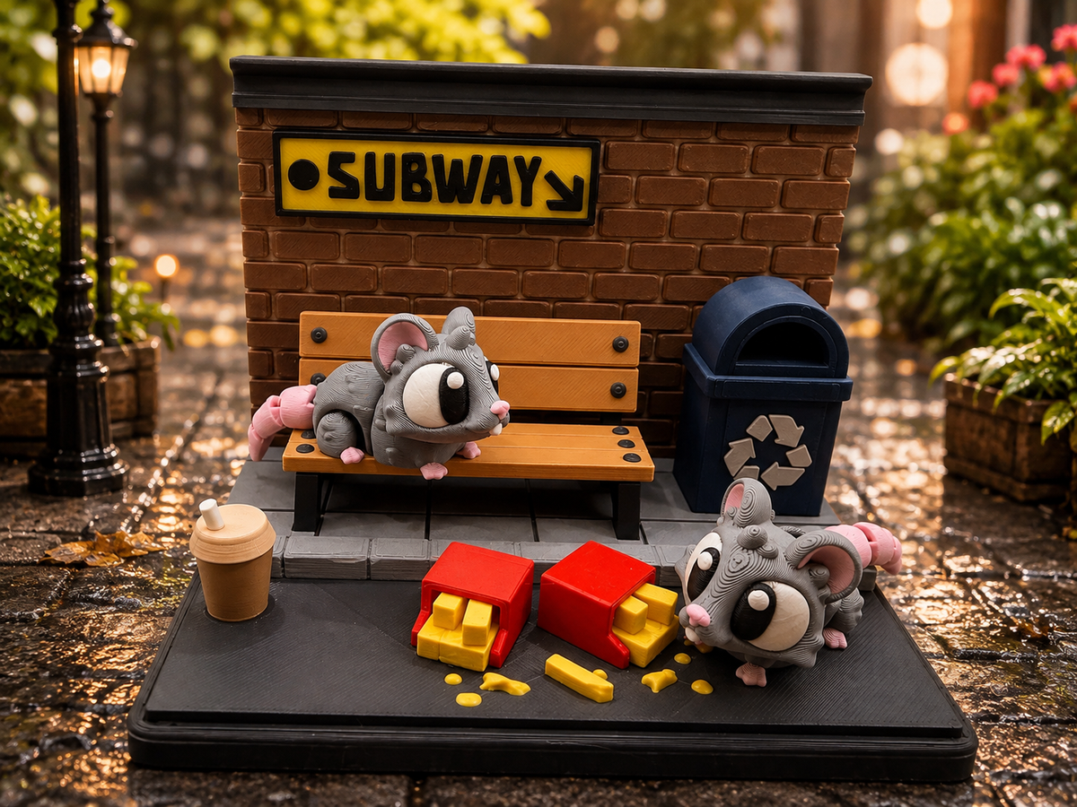 3D Printed Rats Subway Animal Playset Articulated