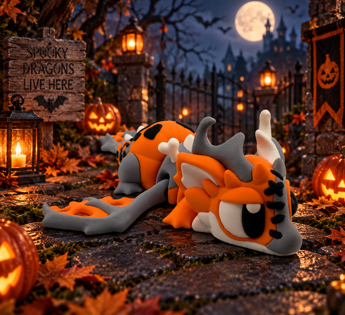 3D Printed Halloween Dragon Articulated Medium Size