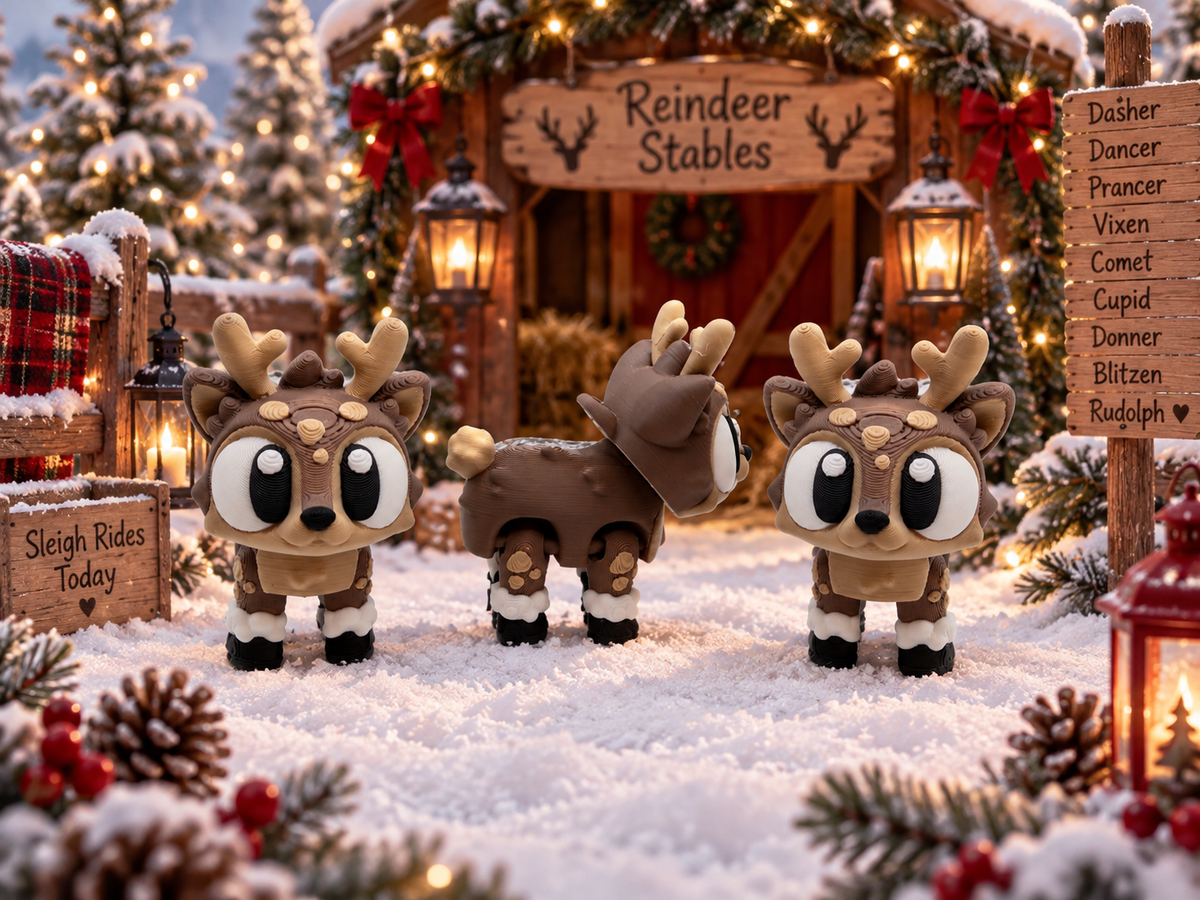 3D Printed Reindeer Articulated Keyring