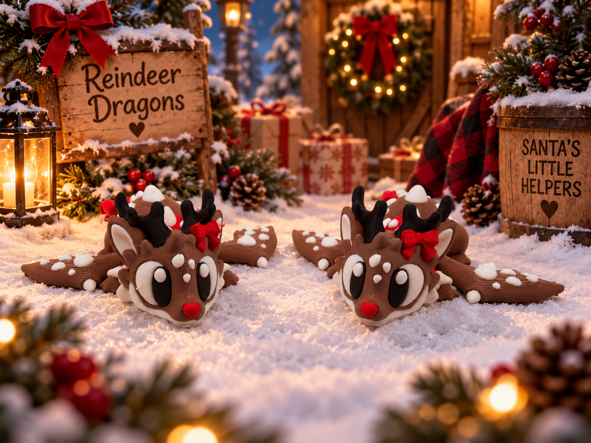 3D Printed Christmas Reindeer Dragon Articulated