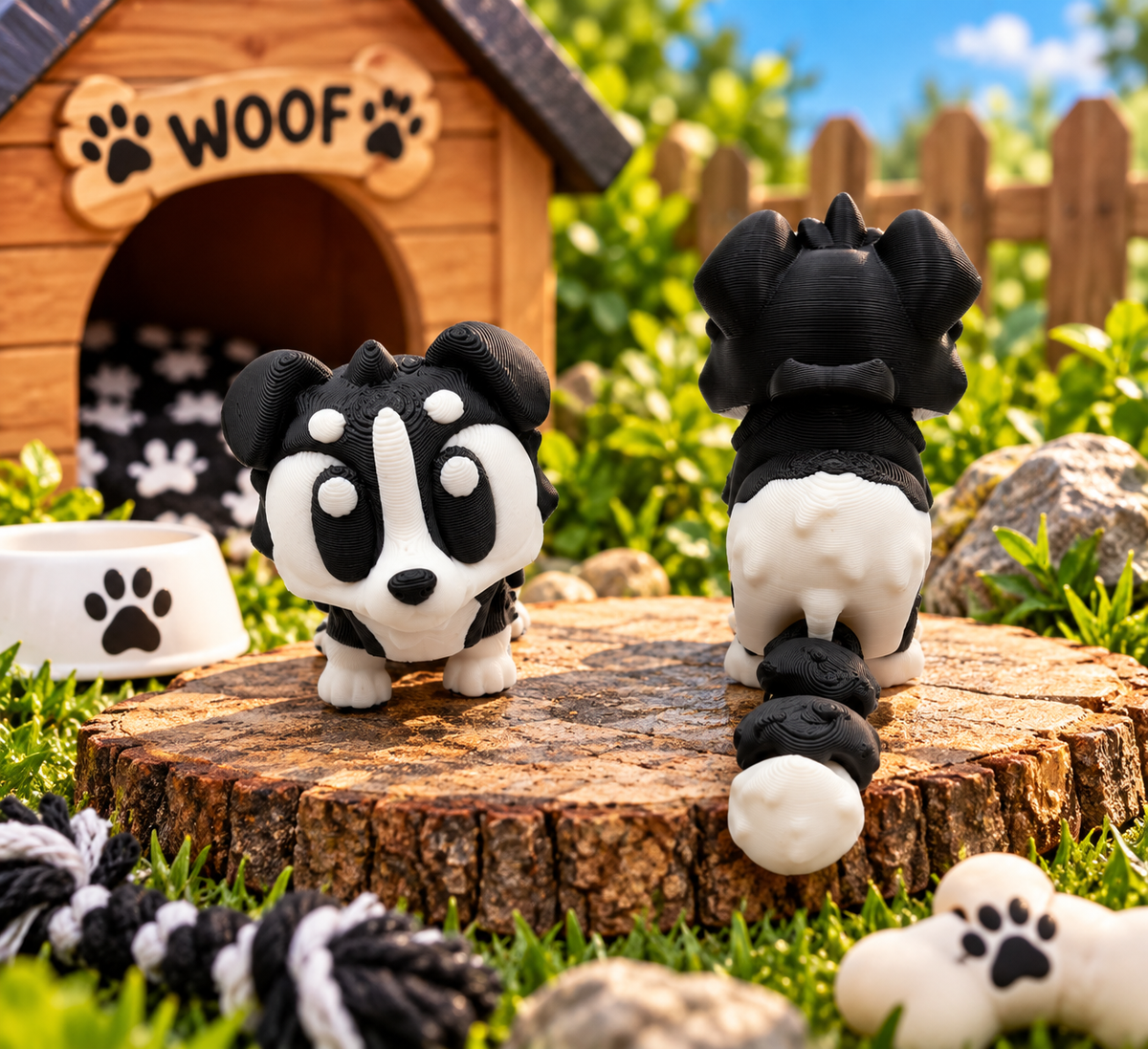 3D Printed Border Collie Dog Articulated Flexi Fidget Keyring