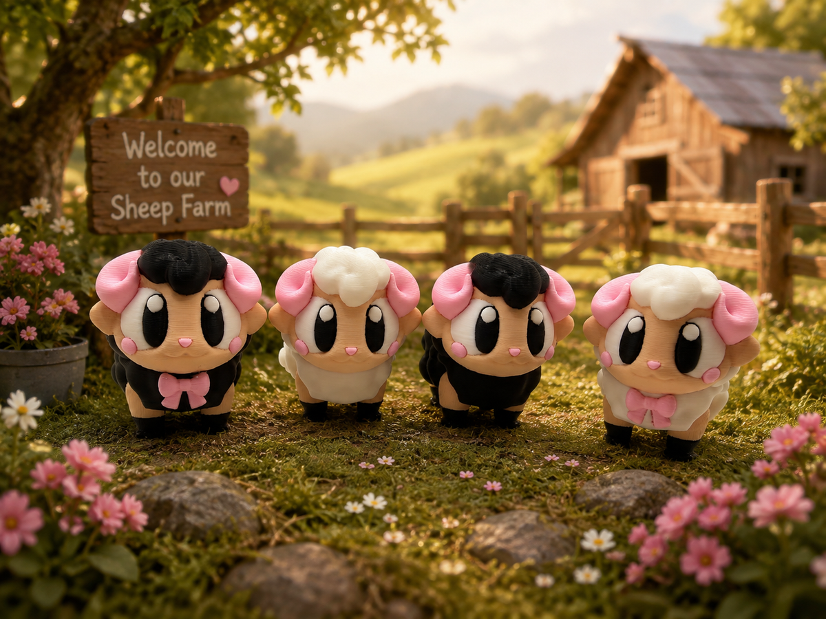 3D Printed Sheep Articulated Flexi Fidget Keyring