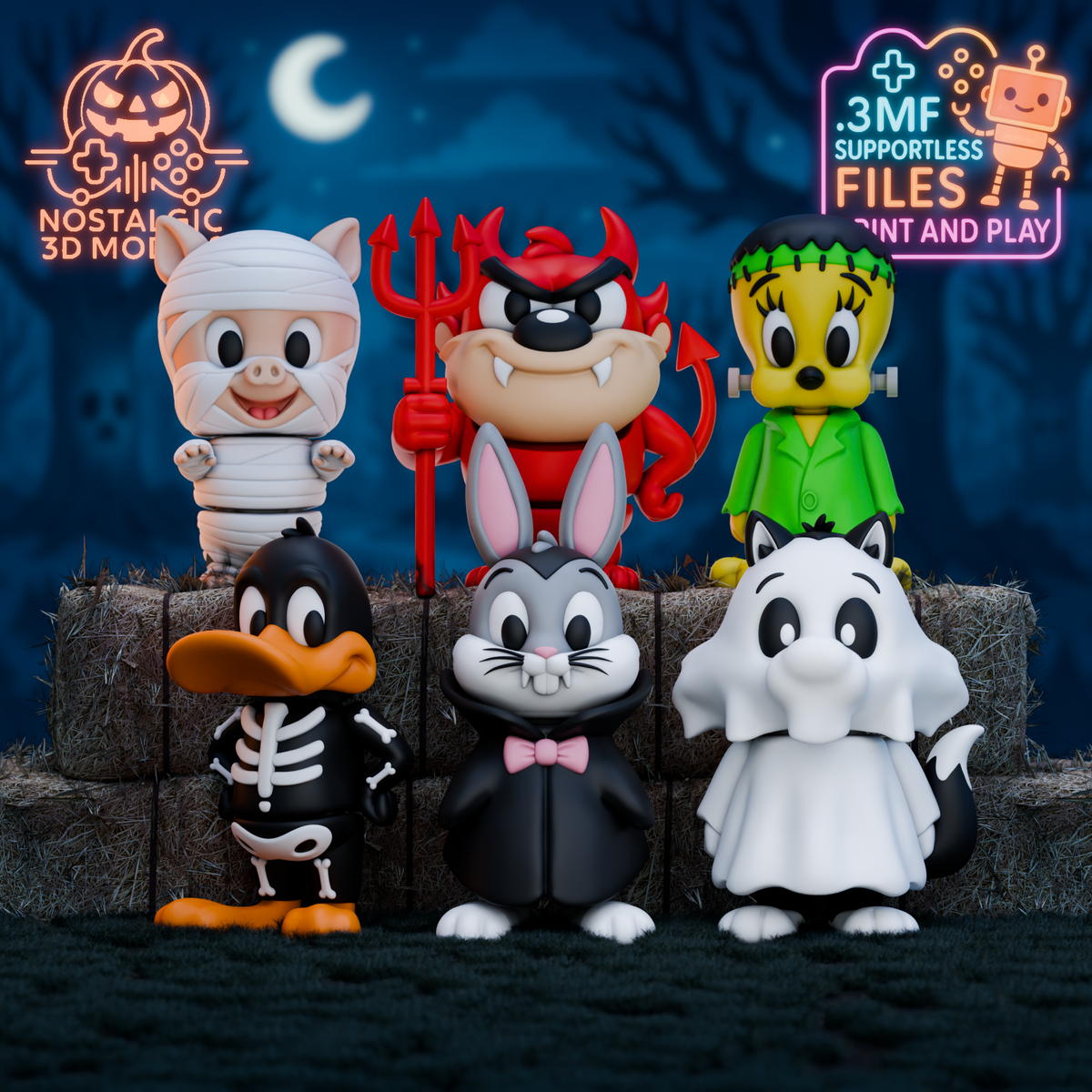 Halloween Looney Toons -Inspired 3D Printed Keyrings
