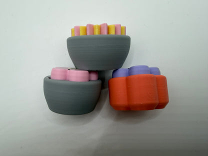 3D Printed Flowers & Pot set of 3 Clickers