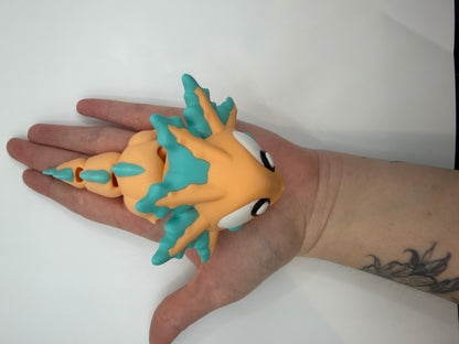 3D Printed Axolotl Palm Pet Desk Buddy Articulated Medium Size