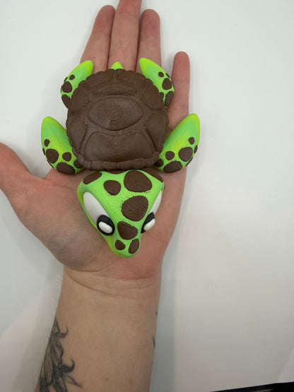 3D Printed Sea Turtle Palm Pet Desk Buddy Articulated Medium Size
