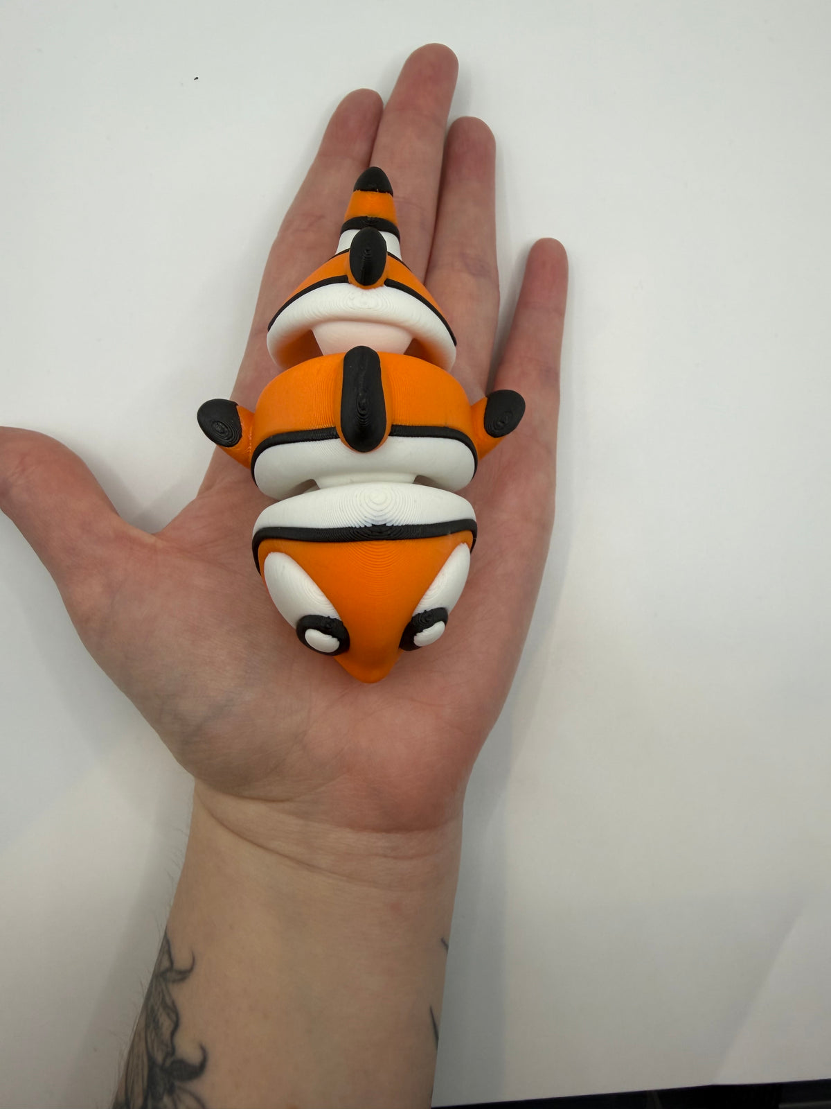 3D Printed Clown Fish Palm Pet Desk Buddy Articulated Medium Size
