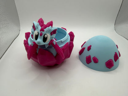 3D Printed Crystal Dragon & Egg Set Articulated