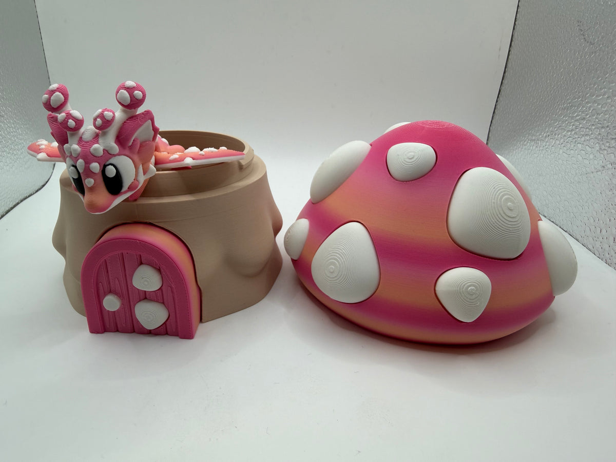 3D Printed Mushroom Dragon & Egg Set Articulated