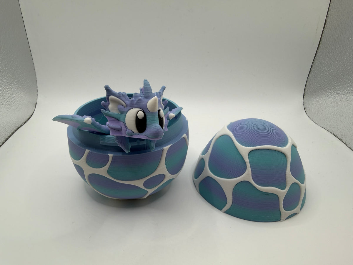 3D Printed Seashell Dragon & Egg Set Articulated