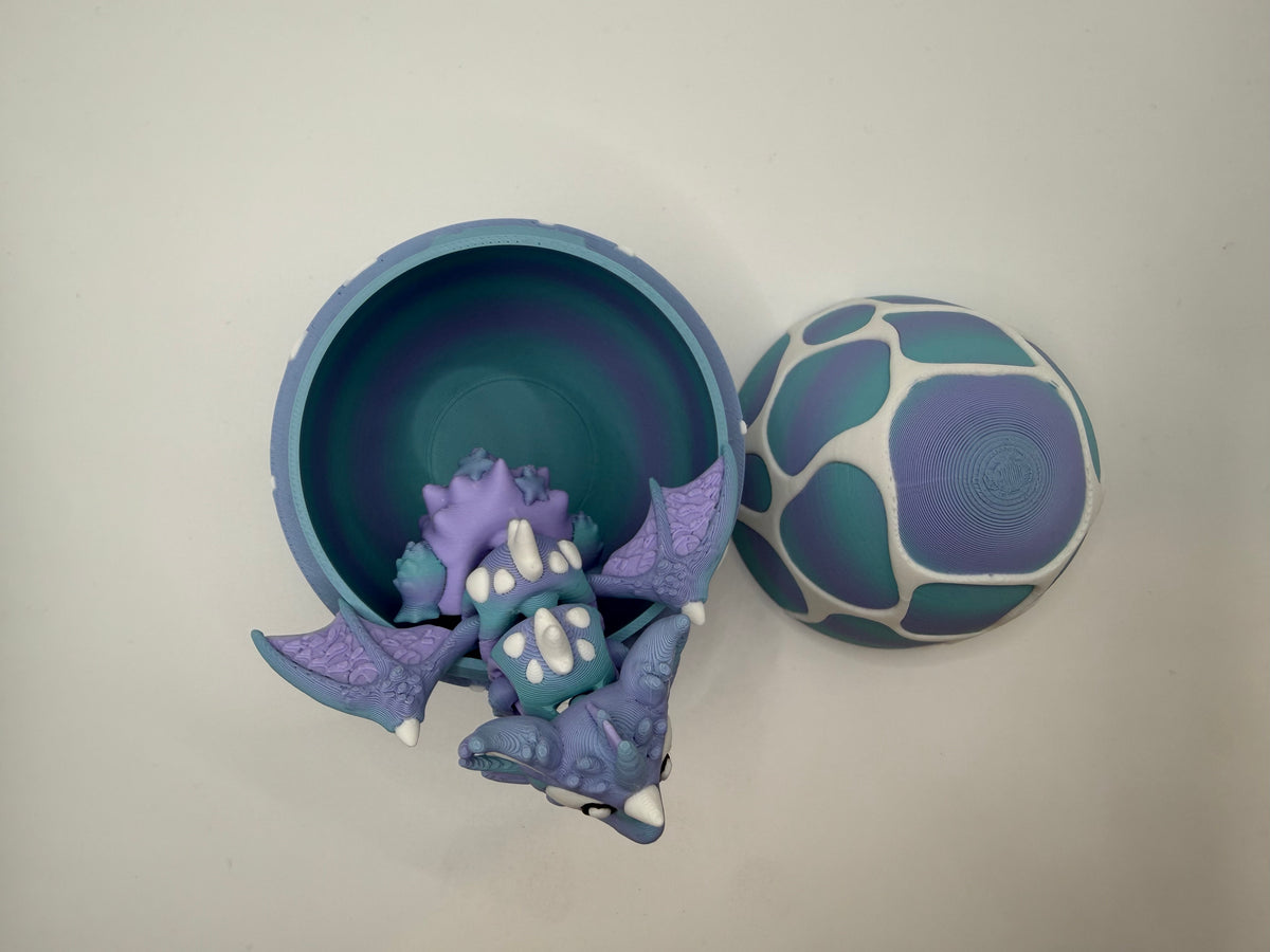 3D Printed Seashell Dragon & Egg Set Articulated