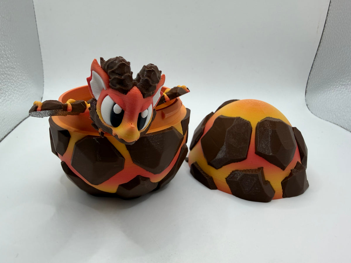 3D Printed Lava Dragon & Egg Set Articulated