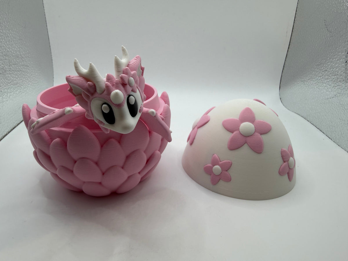 3D Printed Cherry Blossom Dragon & Egg Set Articulated