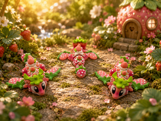 3D Printed Strawberry Dragons Articulated