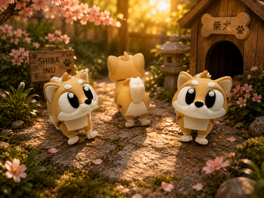 3D Printed Shiba Inu Articulated Keyring