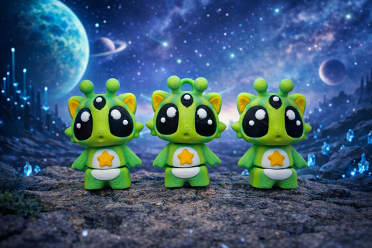 3D Printed Alien Cats Articulated Keyring