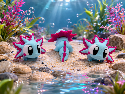 3D Printed Axolotl Articulated Keyring