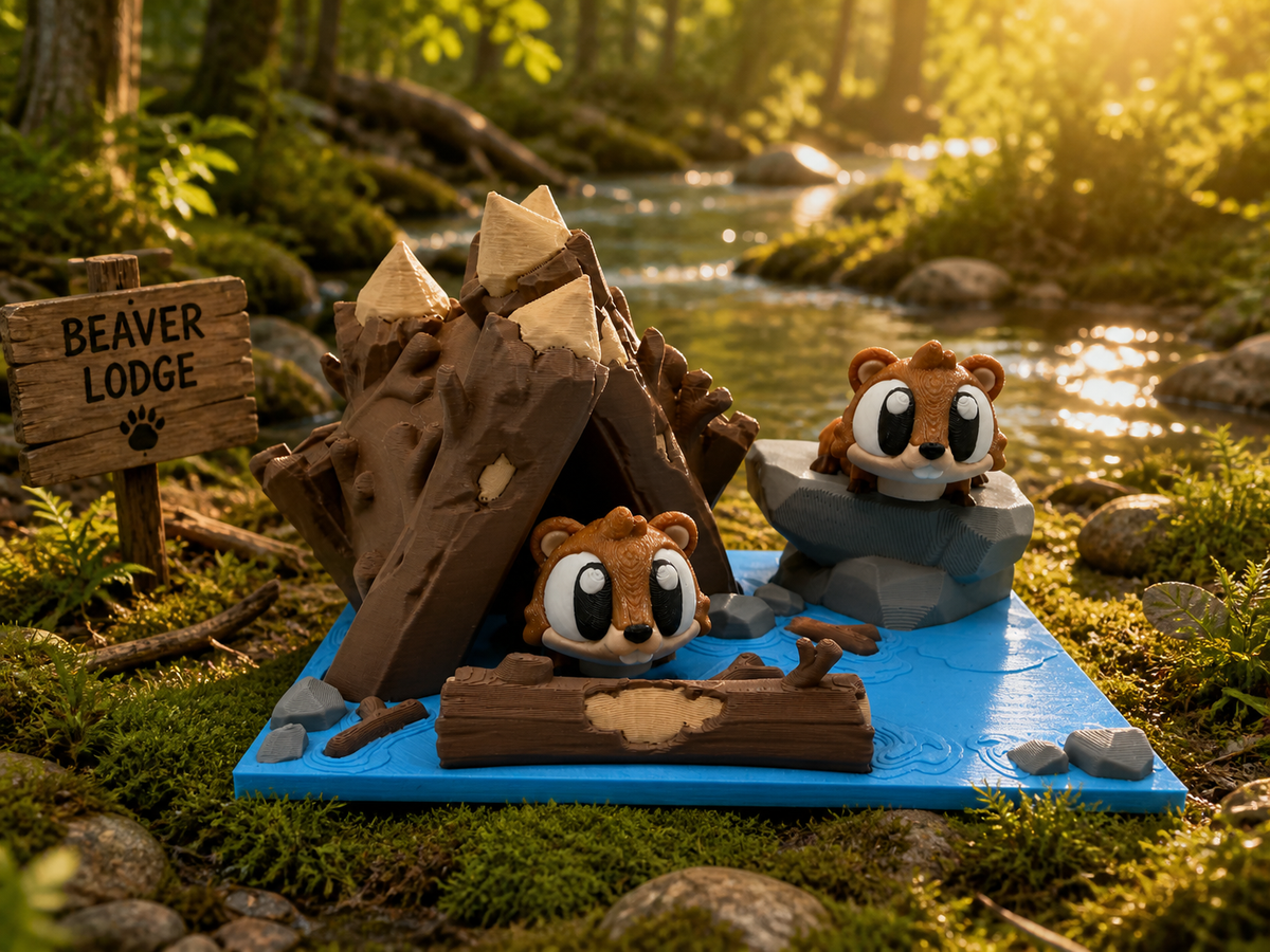 3D Printed Beaver Animal Playset Articulated