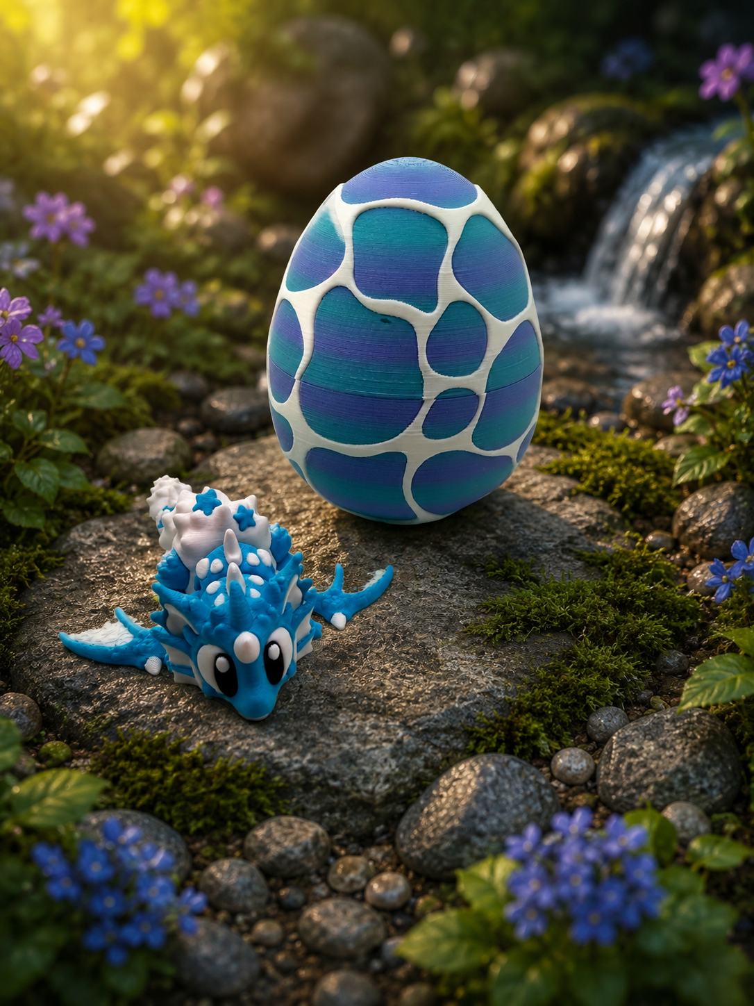 3D Printed Seashell Dragon & Egg Set Articulated