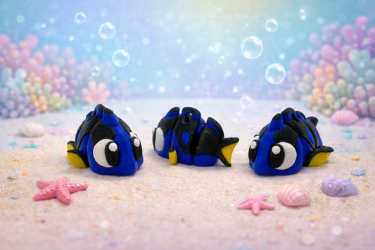 3D Printed Blue Tang Articulated Keyring