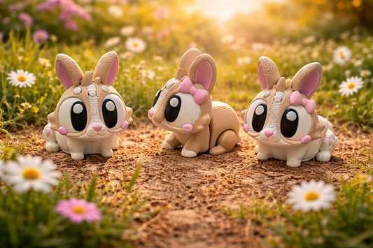 3D Printed Bunny Rabbit Articulated Keyring