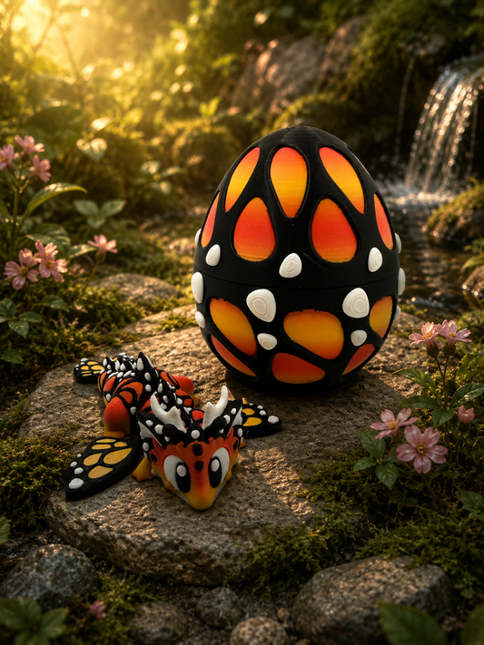3D Printed Butterfly Dragon & Egg Set Articulated