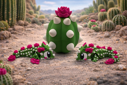 3D Printed Cactus Dragon & Egg Set Articulated