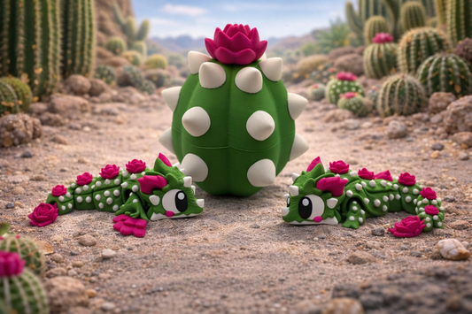 3D Printed Cactus Dragon & Egg Set Articulated