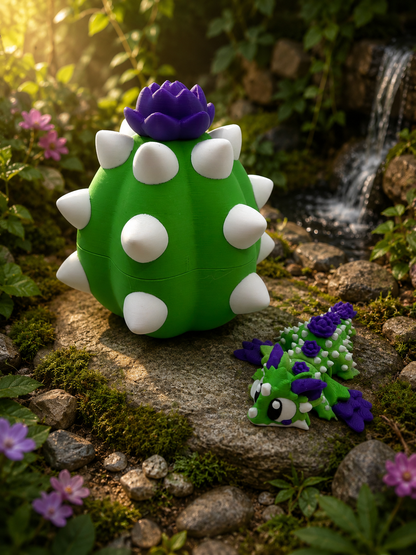 3D Printed Cactus Dragon & Egg Set Articulated