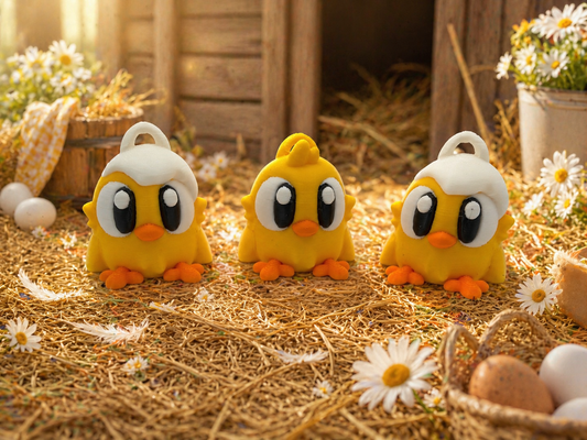 3D Printed Baby Chickens Articulated Keyring