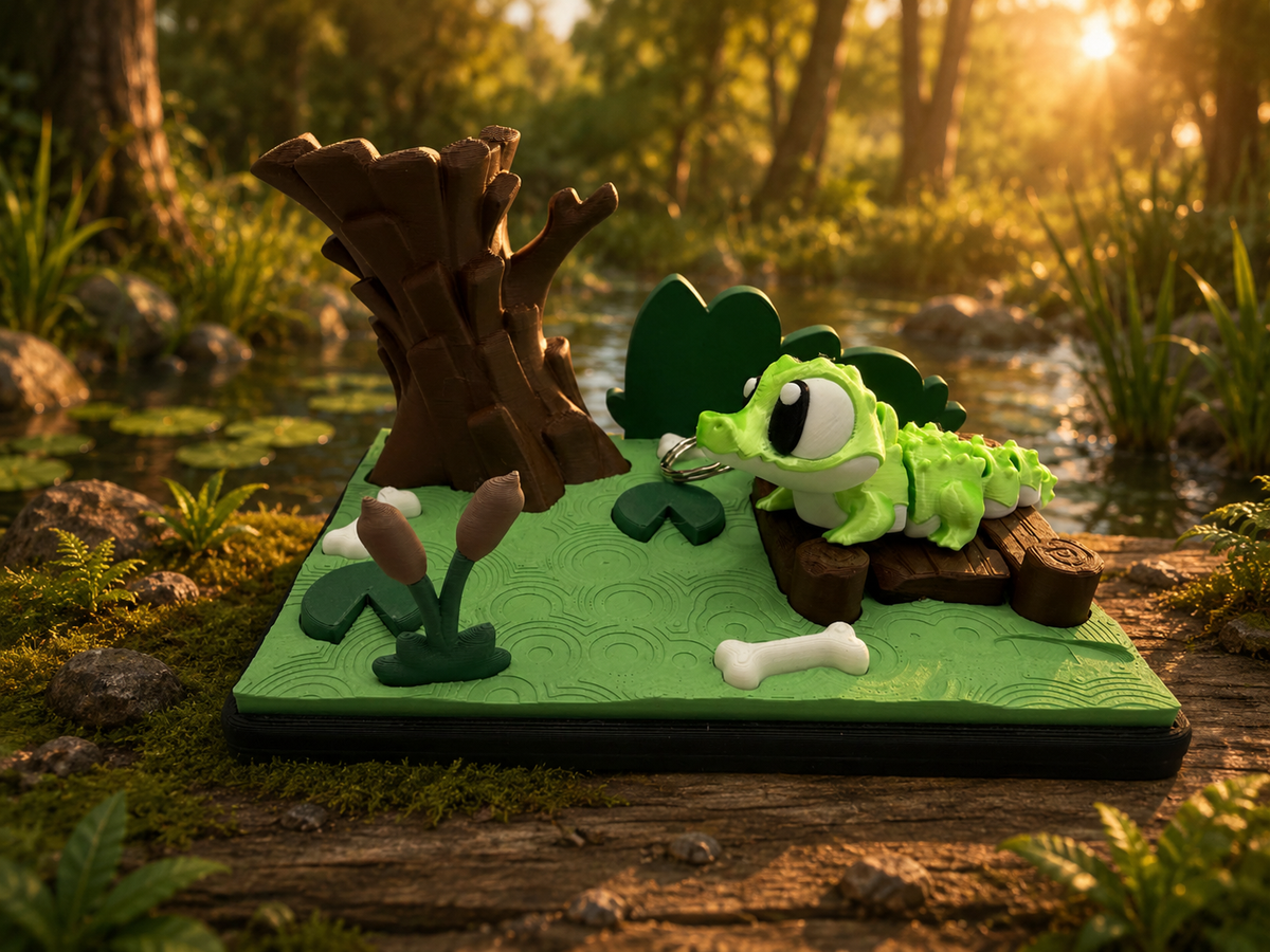3D Printed Crocodile Animal Playset Articulated