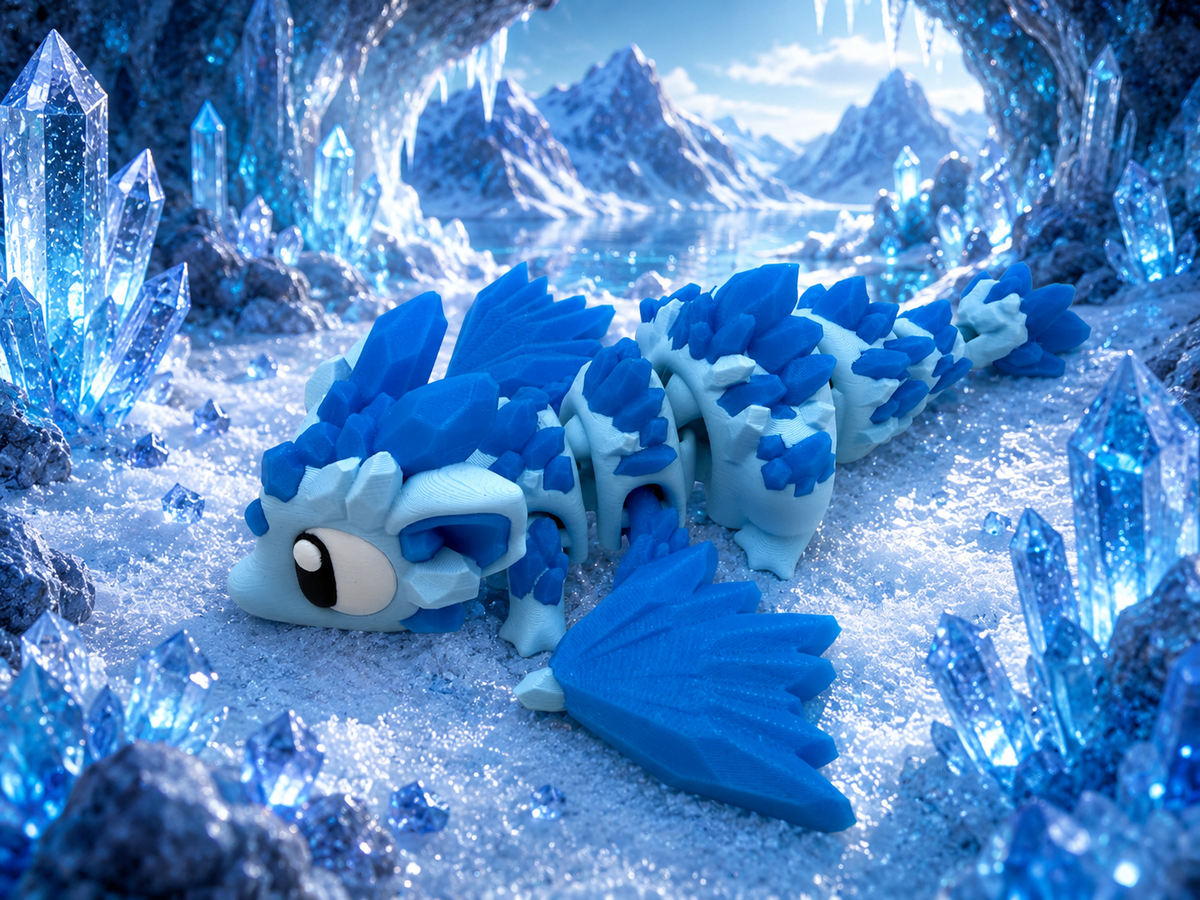 3D Printed Crystal Dragon Articulated Medium Size