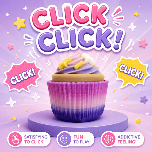 3D Printed Purple Cupcake Clicker