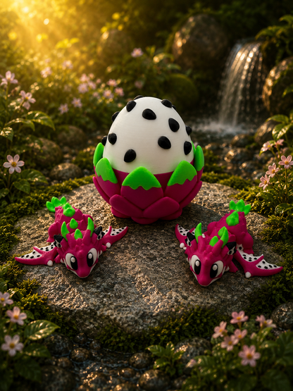3D Printed Dragon fruit Dragon & Egg Set Articulated