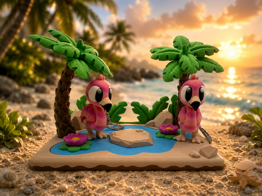 3D Printed Flamingo Animal Playset Articulated