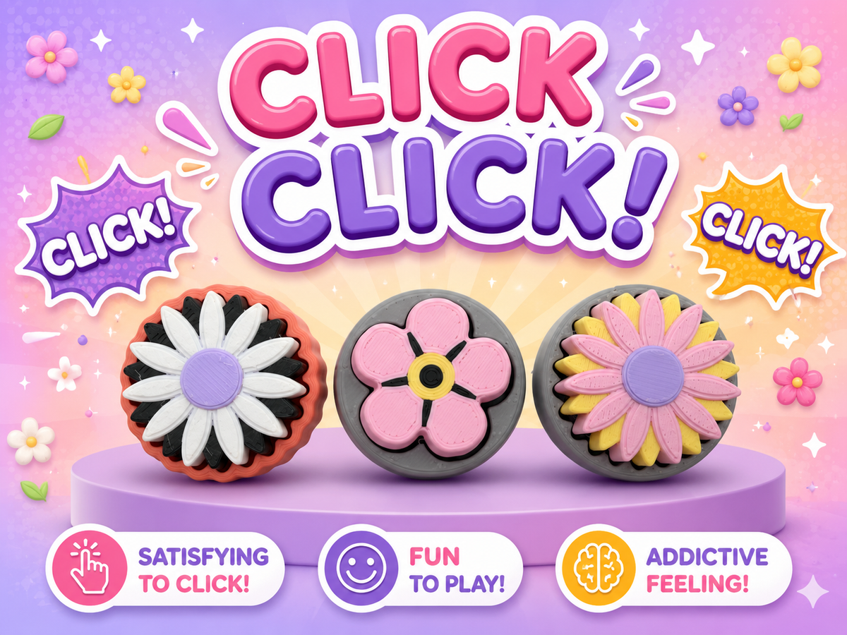 3D Printed Flowers set of 3 Clickers