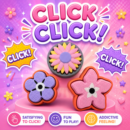 3D Printed Flower in Pots Set of 3 Clickers
