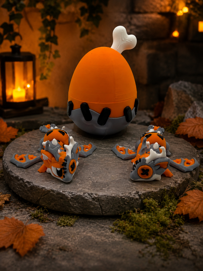 3D Printed Halloween Dragon & Egg Set Articulated