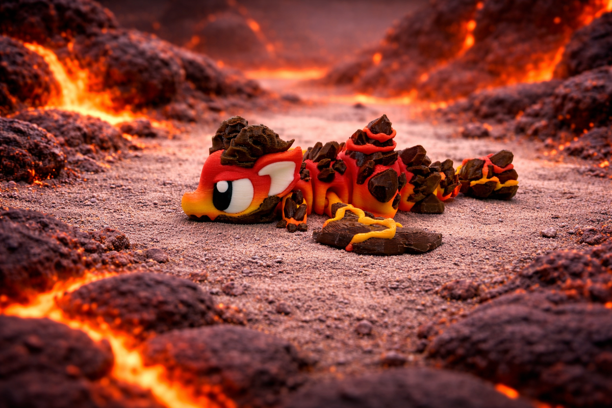 3D Printed Lava Dragon Articulated