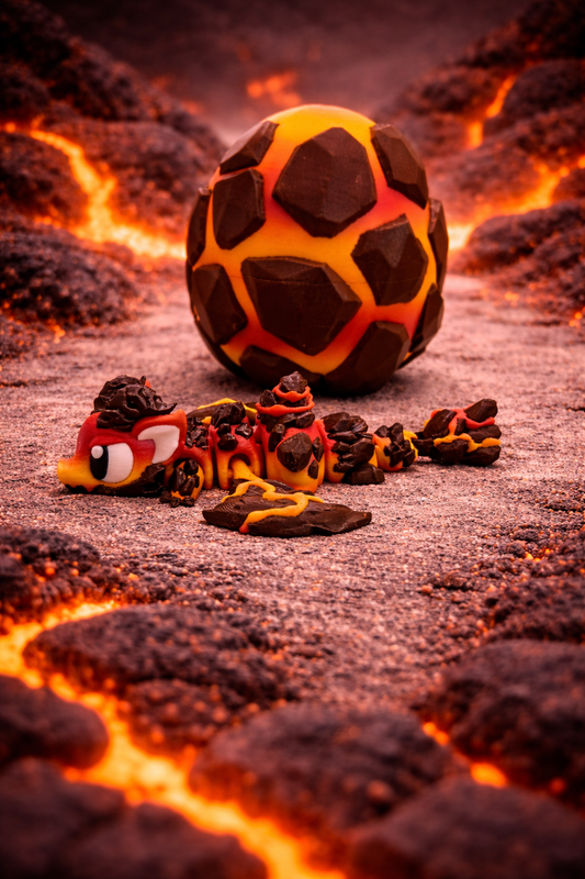3D Printed Lava Dragon & Egg Set Articulated