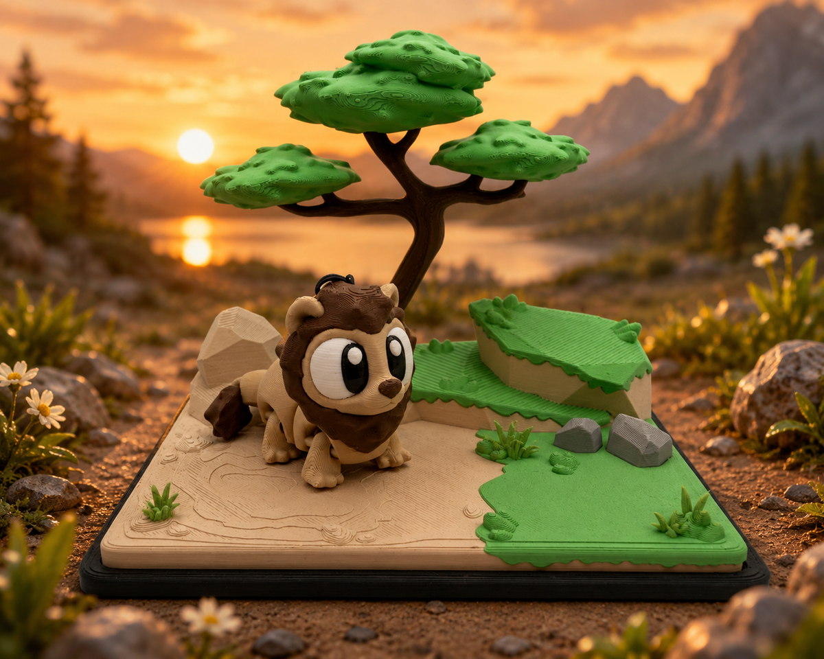 3D Printed Lion Animal Playset Articulated