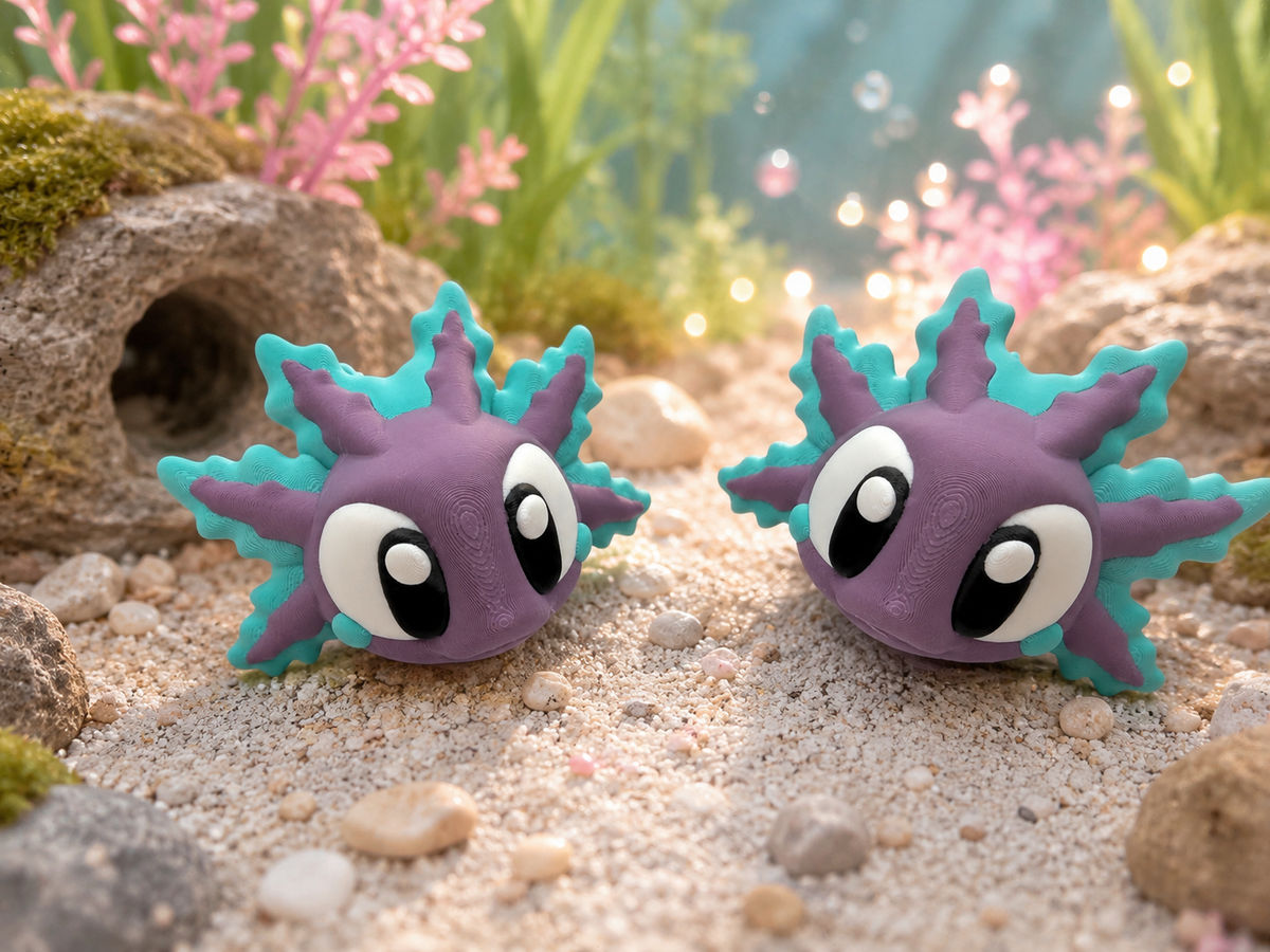 3D Printed Axolotl Palm Pet Desk Buddy Articulated Medium Size