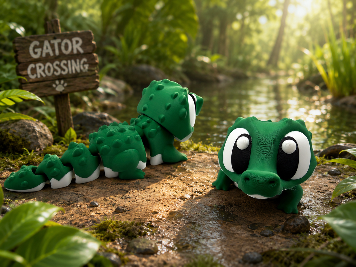 3D Printed Crocodile Palm Pet Desk Buddy Articulated Medium Size